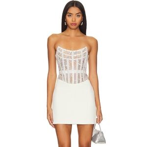 New with tags Retrofete Blythe Mini Dress bridal corset with beads and lace Sz M